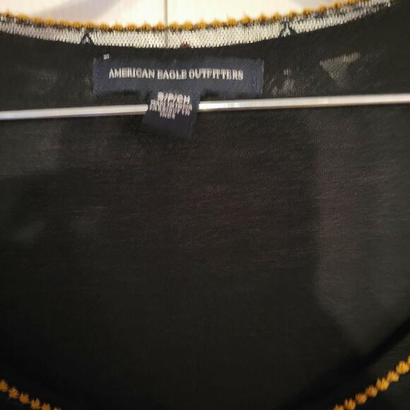 American Eagle Outfitters, S | Embroidered Double Lined Blouse Sheer Sleeves - Picture 7 of 7